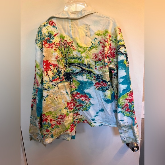 Colorful Watercolor Painting Blazer Sequins Draper’s And Damon’s Size Medium - Picture 2 of 4